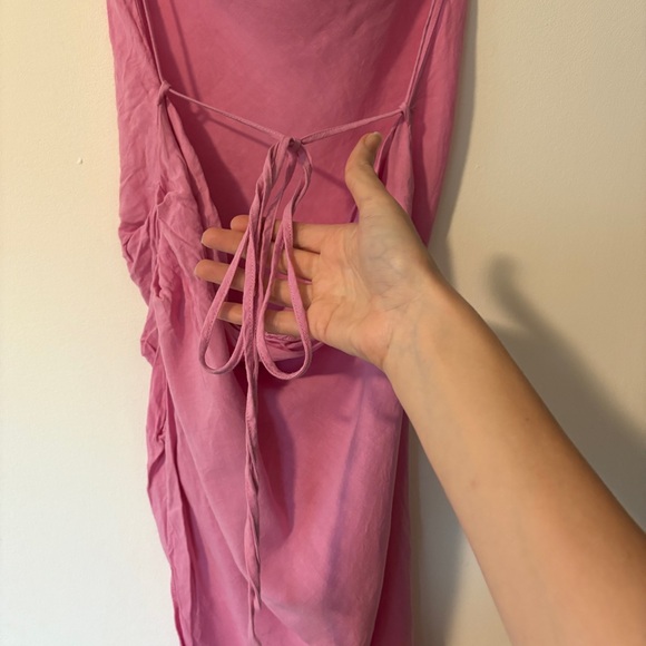 Amanda‎ Uprichard Revolve Janet Dress Size Medium Pink linen Blend Sleeveless - Picture 4 of 8